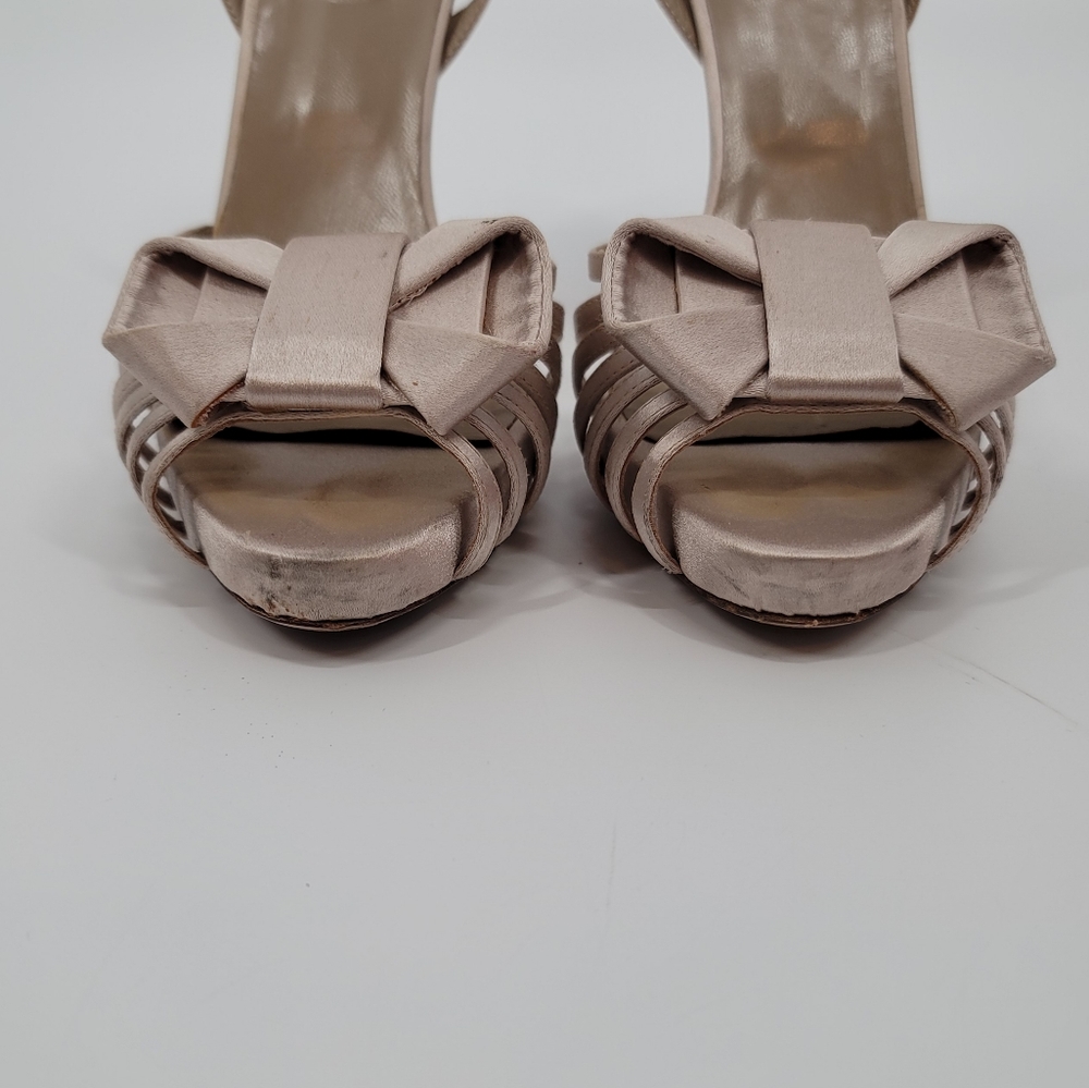 Valentino Garavani Satin Slingback Bow Platform Sandals Size 38.5 with Box - Picture 9 of 11